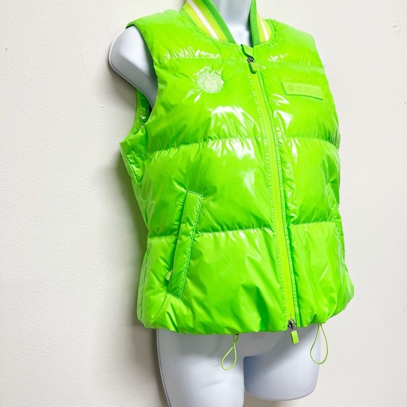 GFore Womens Neon Green Circle Gs Coated Nylon Quilted Puffer Golf Vest Size XS - Picture 4 of 16